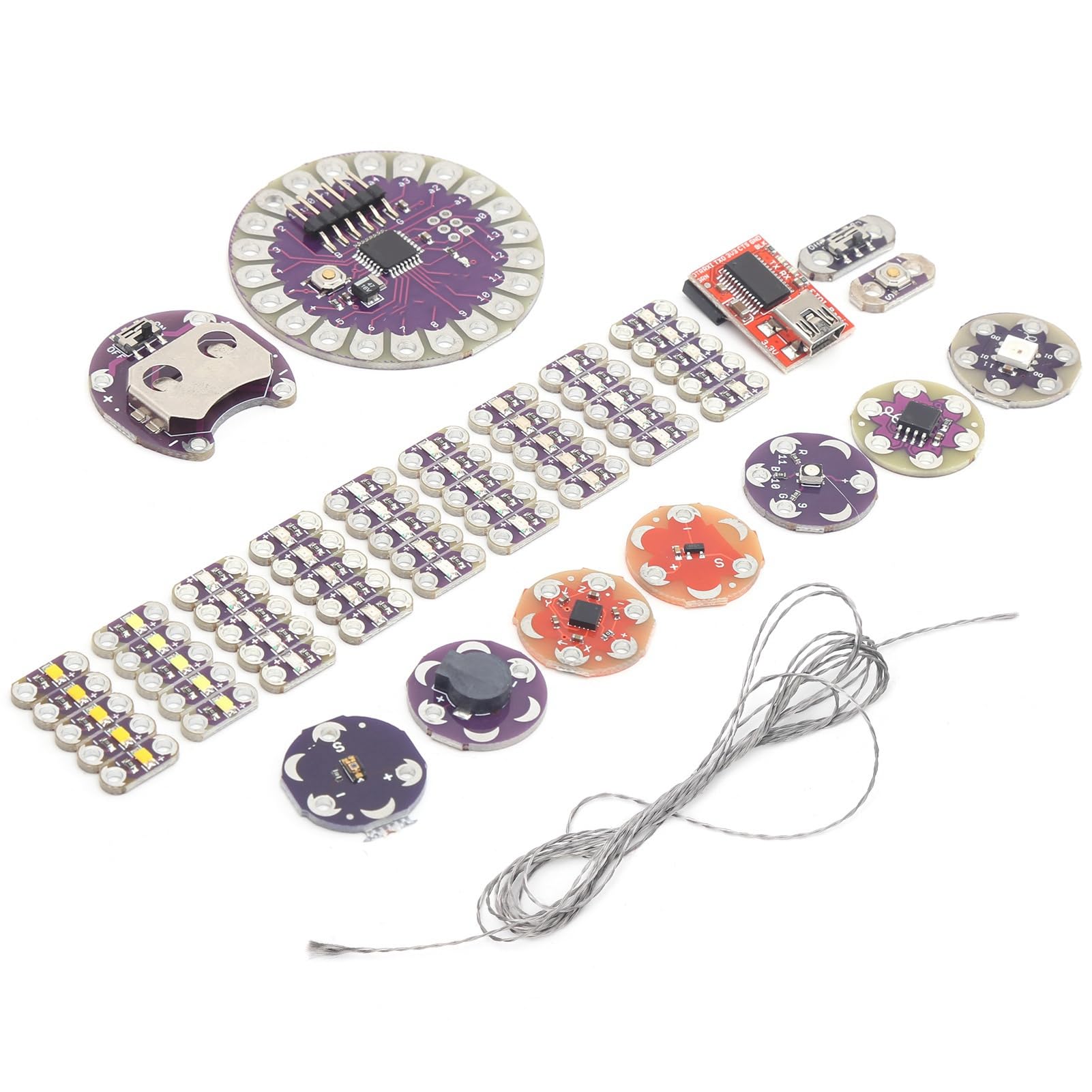 ANKROYU Starter kit di elettronica con filo conduttivo Scheda completa di sviluppo elettronico per cucire per progetti tecnologici indossabili Educazione STEM Appassionati di fai d