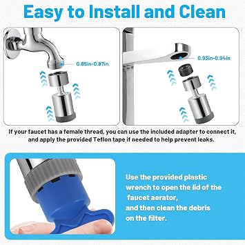 Kitchen Tap Spray Head, Tap Spray Head with 3 Functions Modes, 360° Rotatable Kitchen Sink Tap Attachment, Tap Nozzle Faucet Extension Sprayer for Kitchen Bathroom
