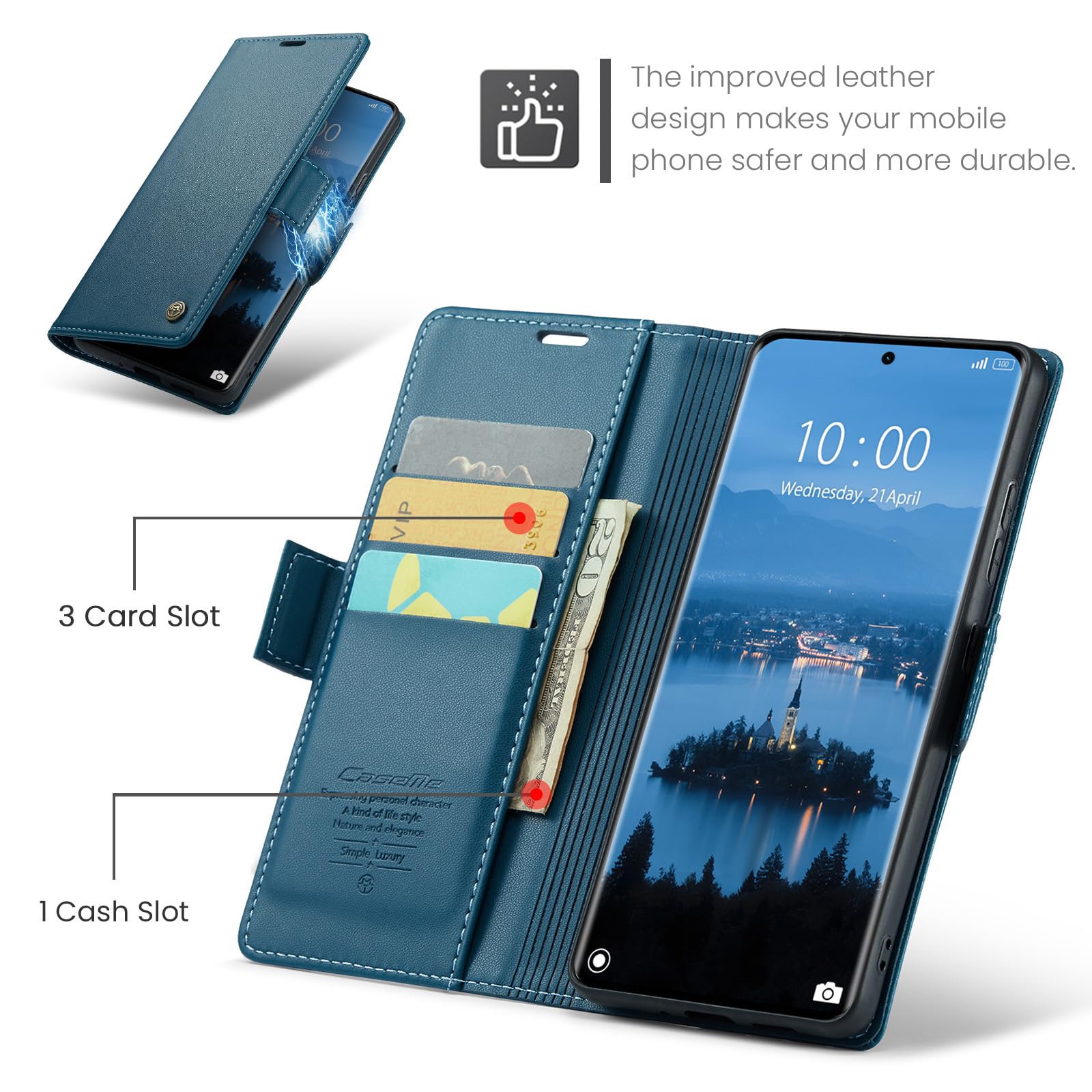 SUANPOT Cover A Portafoglio Con Blocco RFID Per Xiaomi Redmi Note 14 5G – Pelle PU, Slot Carte E Supporto, Colore Blu - 4