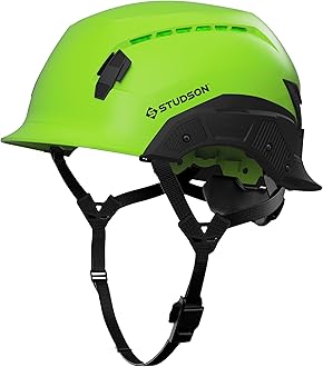 SHK 1 Vented Safety Helmet - Ultralight, Modular Brim, Fidlock Buckle, 4 Point Strap, Breathable, Rainproof - Green, L/XL, 58-63cm