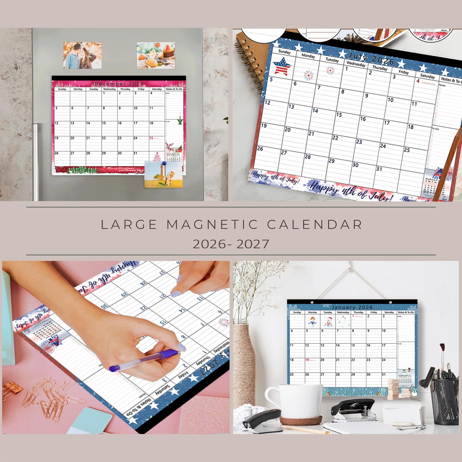 Amazon.co.jp: StriveZen製月間卓上カレンダー、8月2018-12月2019、16