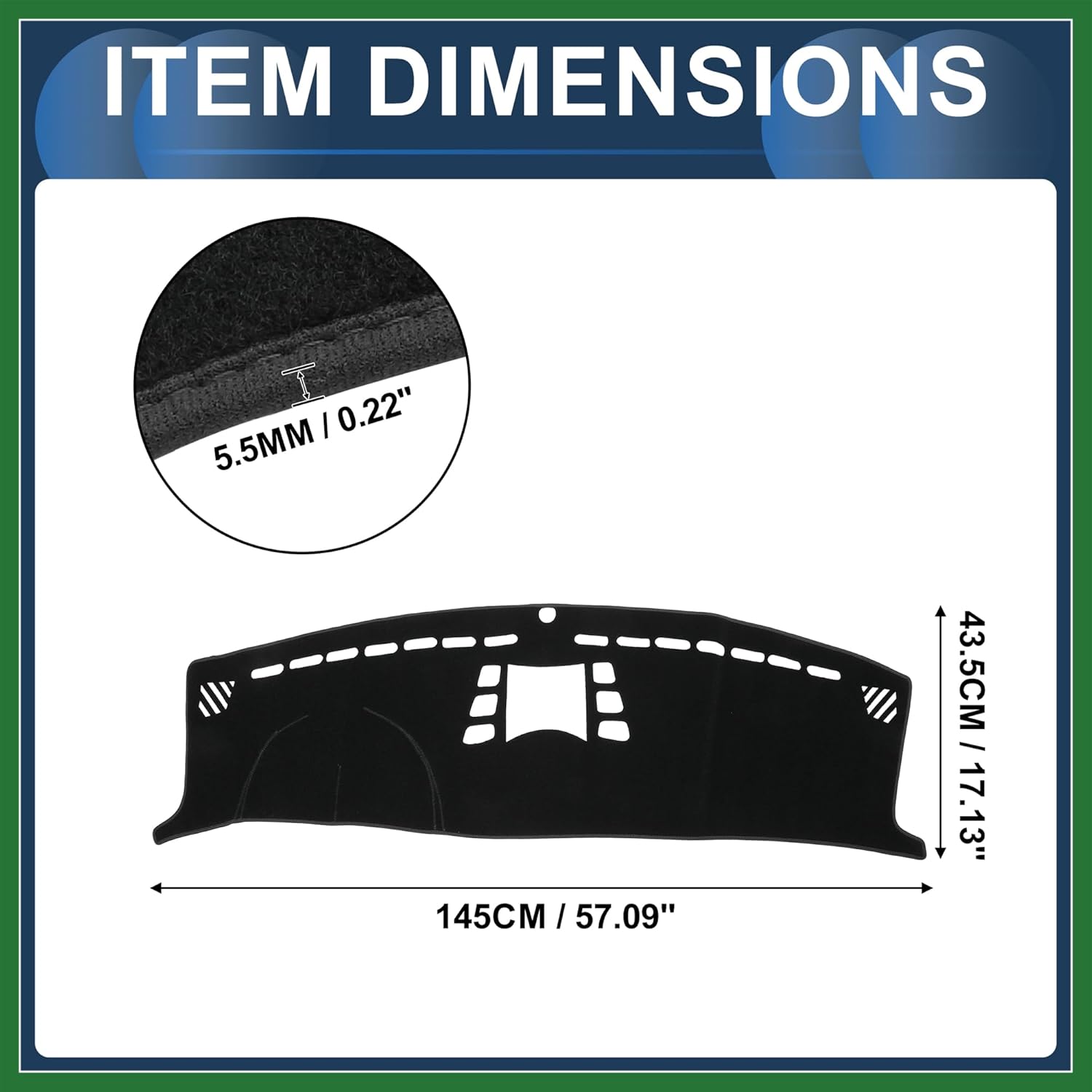 Motoforti Dash Cover, Center Console Non-Slip Dashboard Carpet Mat for Porsche Panamera 2010-2016 High Configuration Polyester Black,1Pc Long-Lasting