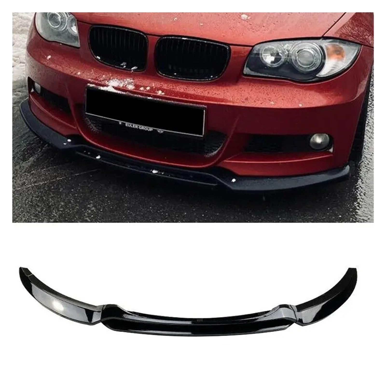 Coche Alerón Delantero para BMW para Serie 1 E82 E88 2008-2013 Kit Carrocería Labio Divisor Parachoques Delantero 4 Piezas Alerón Canard Difusor