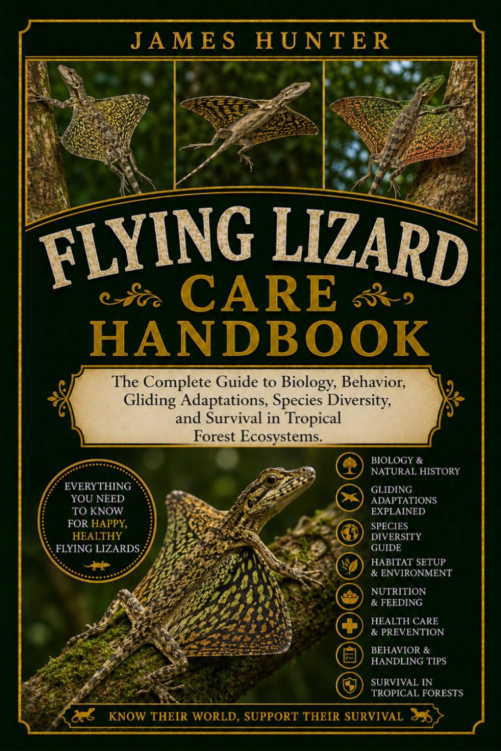 FLYING LIZARD CARE HANDBOOK: The Complete Guide to Biology, Behavior, Gliding Adaptations, Species Diversity, and Survival in Tropical Forest Ecosystems.
