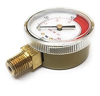 Vista 2 de Harris Calibre de montaje inferior NPT de 2 x 1/4 pulgadas - Caja de acero pintada - 1 cada uno (línea roja de 0-30 PSI)