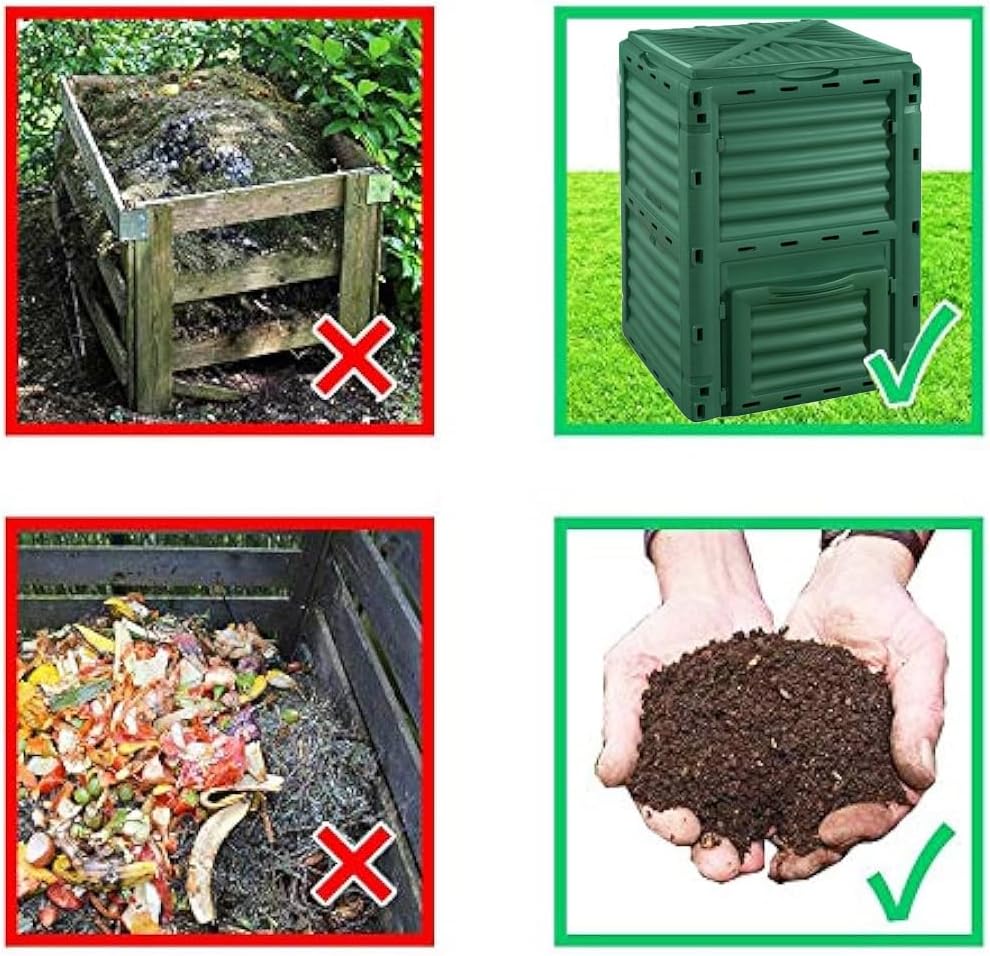 Compostiera da Giardino 300L in Plastica Verde, Resistente e Termica 16 71ufjI tkEL. AC SL1000