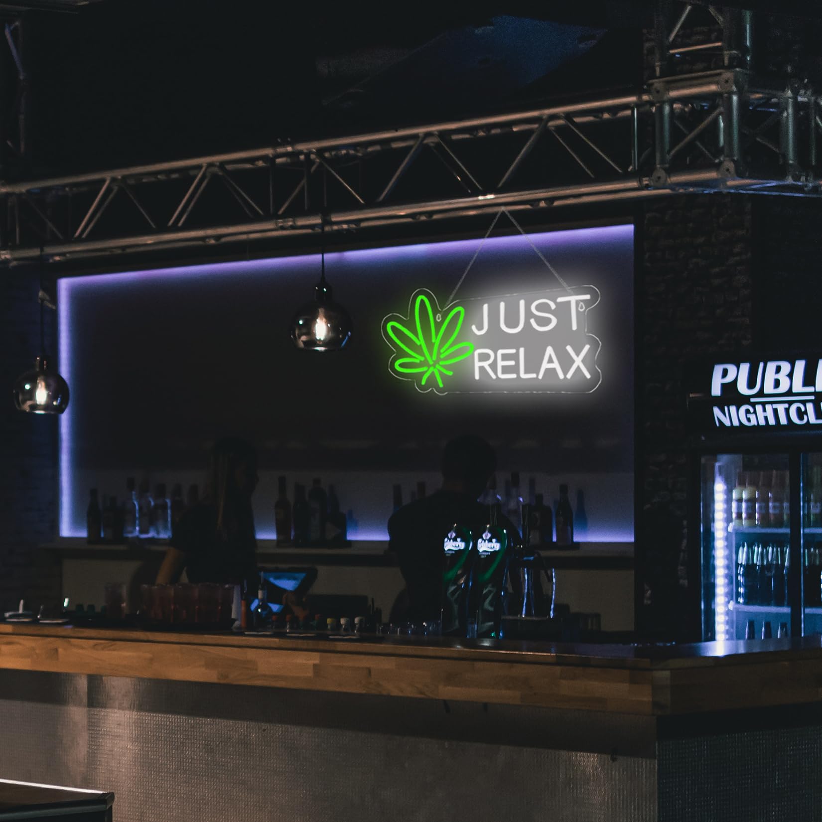 JUST RELAX neonowy znak LED, dekoracja ścienna, jaskinia człowieka, neonowe świecące znaki, sztuka ścienna do domu, pokoju, baru, sypialni, zasilany przez USB, 40 x 20 cm