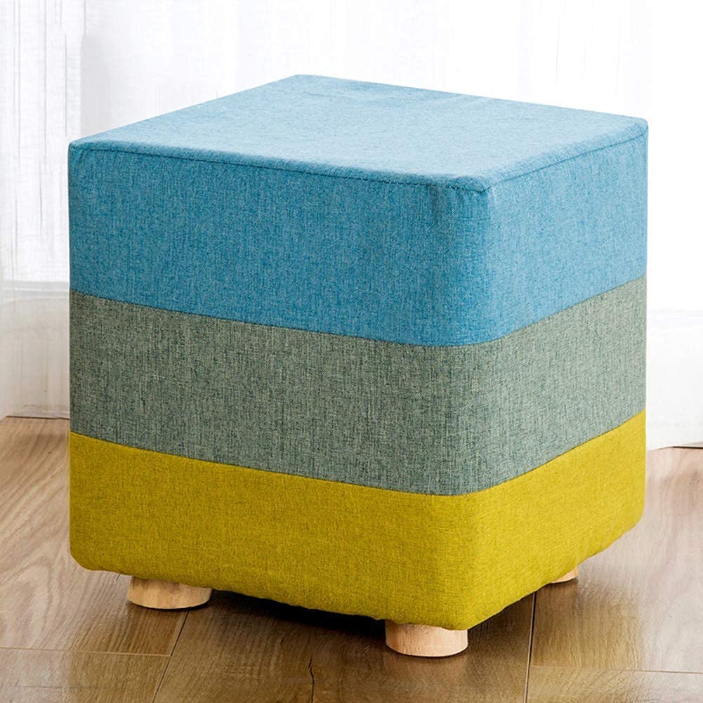 Tabouret repose-pieds ottoman 28cm en bois avec housse en coton lavable