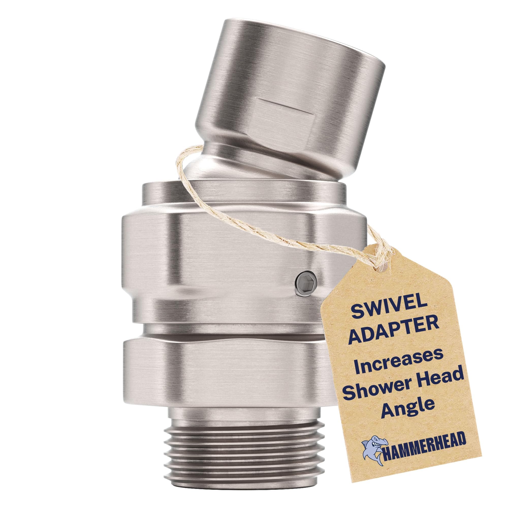 HammerHead Showers® Solid Metal Shower Head Swivel Ball Adapter, Brushed Nickel | Adjustable Pivot Ball To Adjust Showerhead Angle | Universal