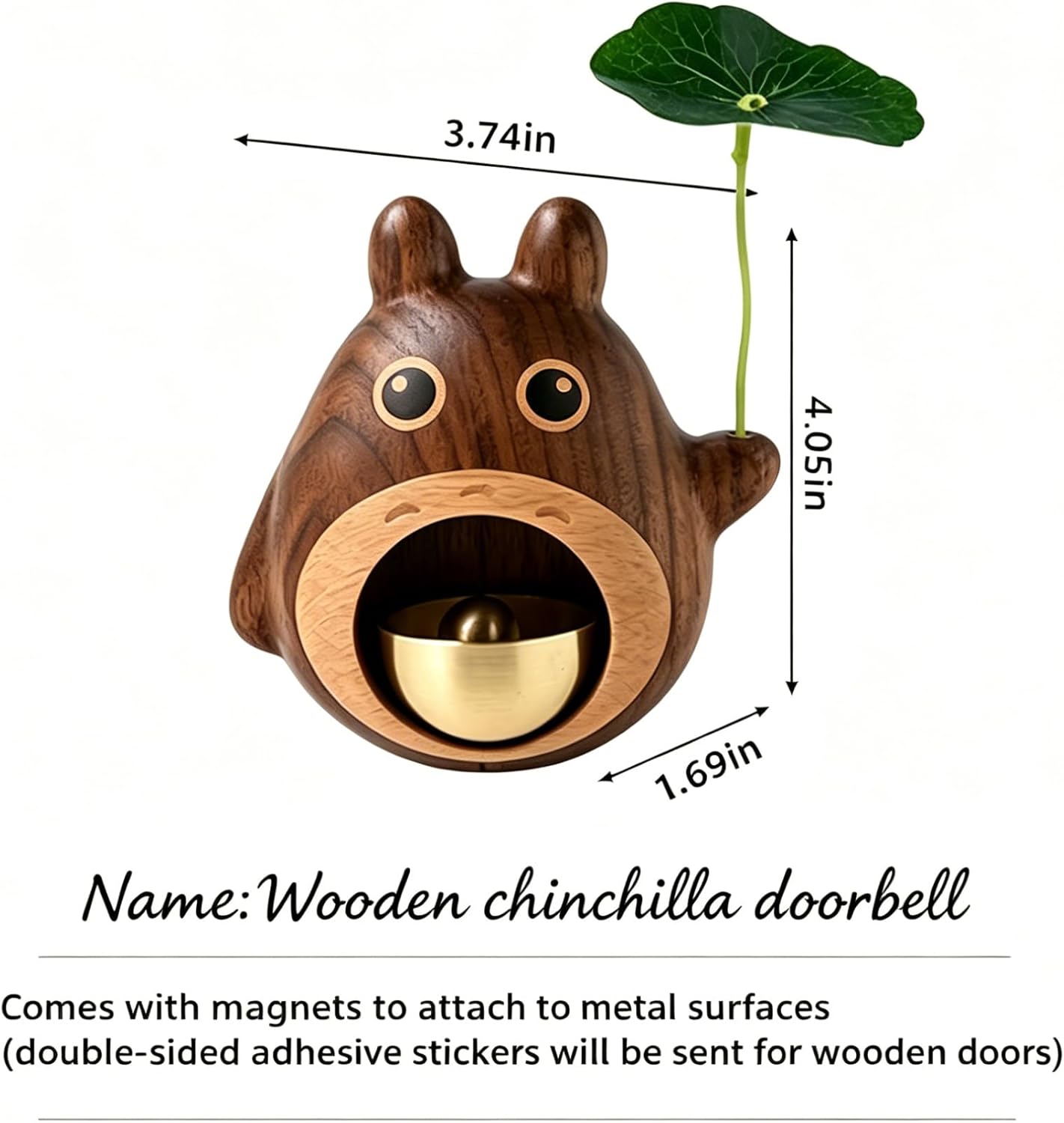 Wooden Shopkeepers Bell for Door Opening, for Home and Business, Shop Entry Alert Chime Chime for Home Refrigerator, Porch, Creative Crafts Gift