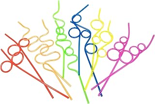 12-Pk Crazy Straws for Kids Silly Straws for Kids Plastic Straws Reusable Drinking Straws Reusable Plastic Straws Plastic Reusable Straws for Kids Reusable Straws Hard Plastic Straws Party Straws