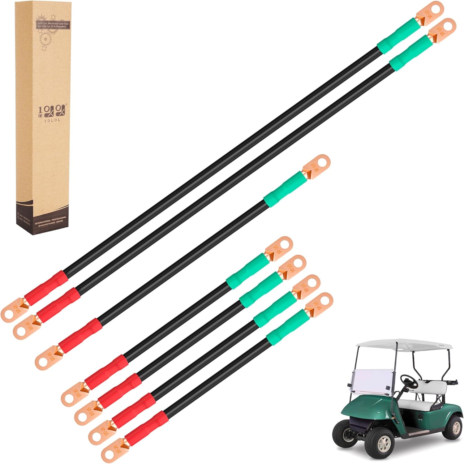 10L0L Golf Cart Battery Cables Wiring Kit for EZGO TXT & Medalist 1994-up 36 & 48 Volt, 4 Gauge 7 PCS Pure Copper AC/DC Wire Set