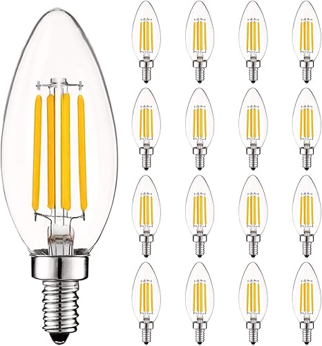 Miniatura 15 de LUXRITE Bombilla LED vintage de candelabro equivalente a 60 W, 550 lúmenes, 3000 K blanco suave, bombillas LED de araña de 5 W, regulables, vidrio