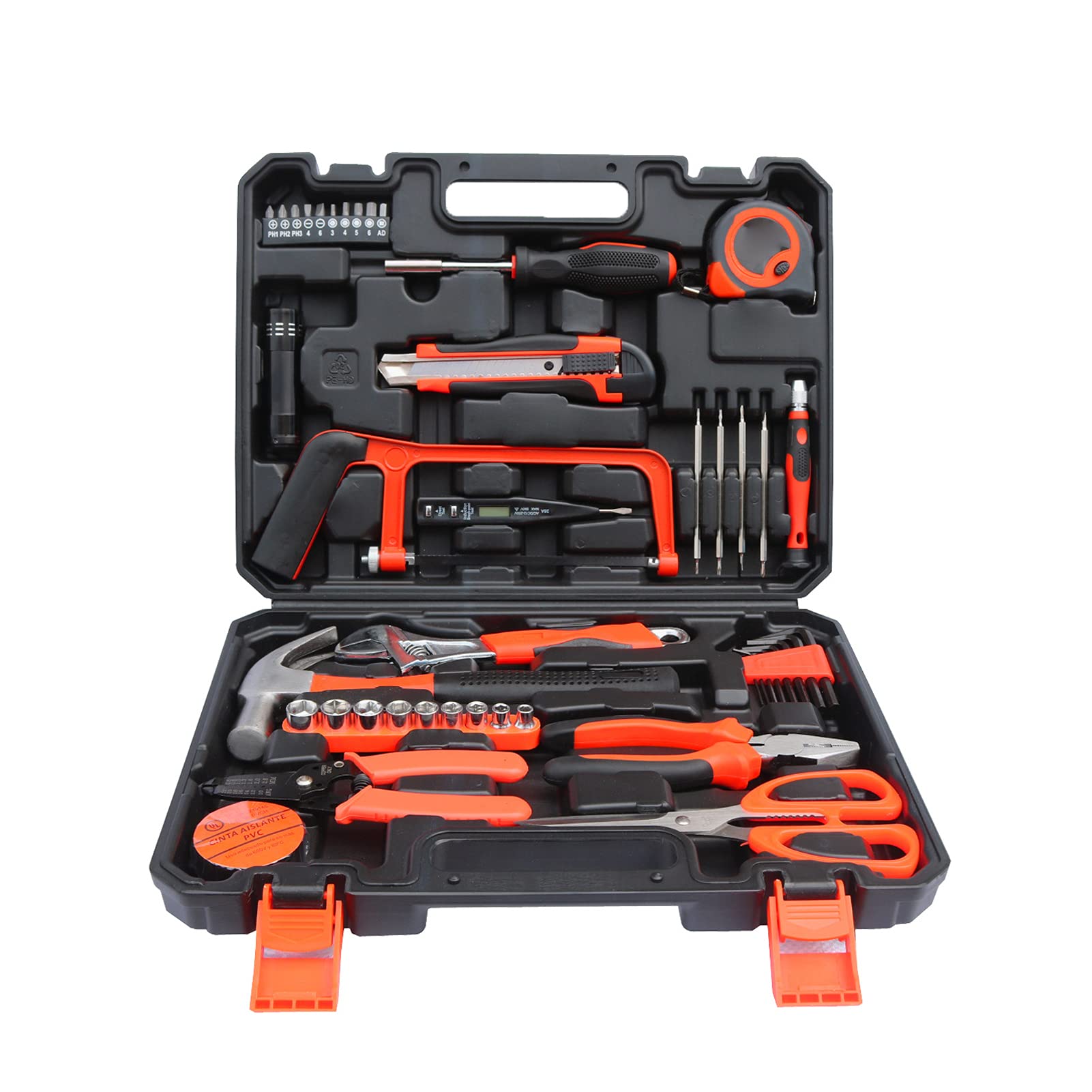 45Pcs Hardware Tool Set Home Toolbox Household Repair Tools General Maintenance Tool Set for Home Apartment Garage Dorm Office (Multicolor) -Layfoo