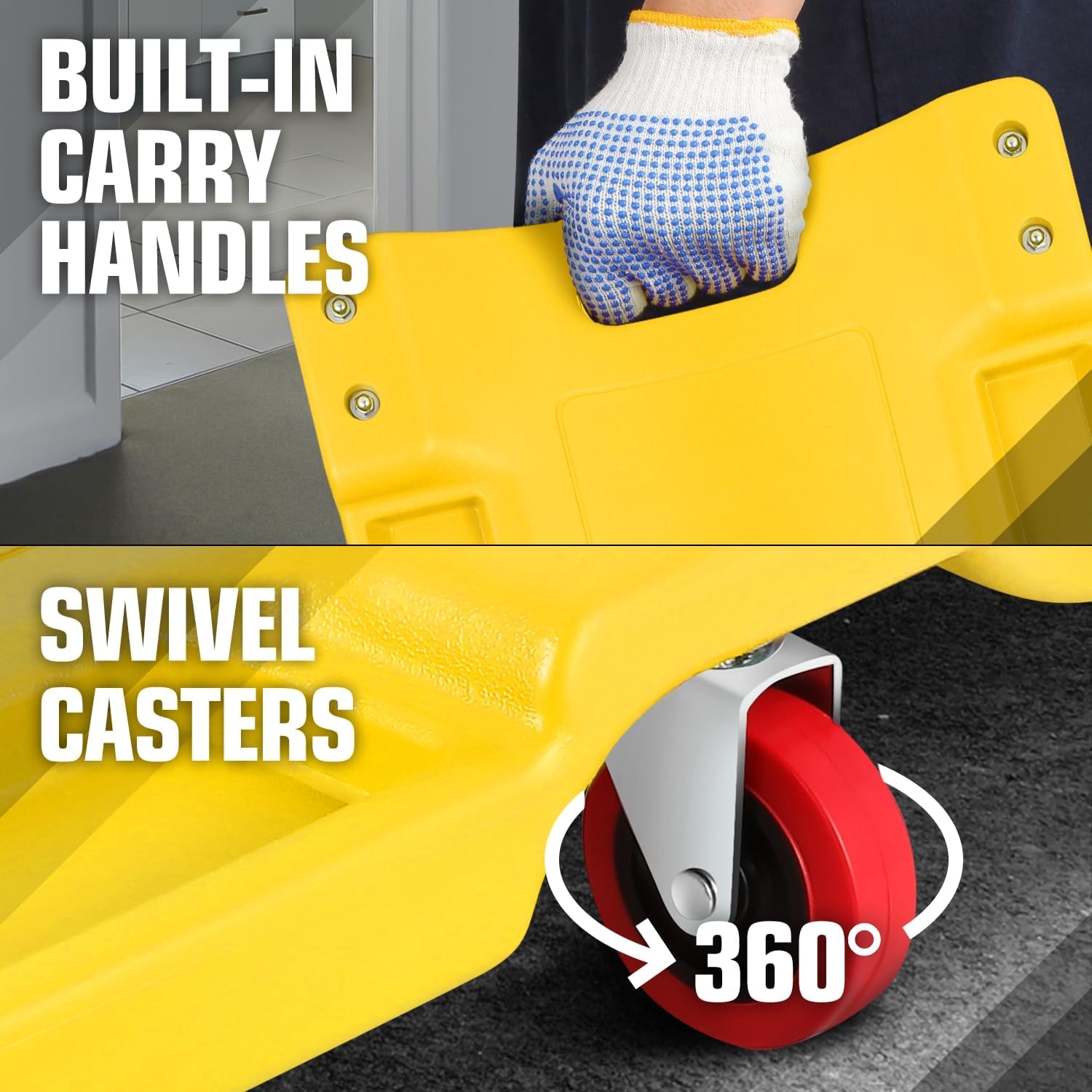 PM PERFORMOTOR 36" L X 17" W x 4.25" H Vehicle Repair Low Profile Automotive Creeper w/Padded Headrest, Yellow, PM-TOL-CPC36-YL
