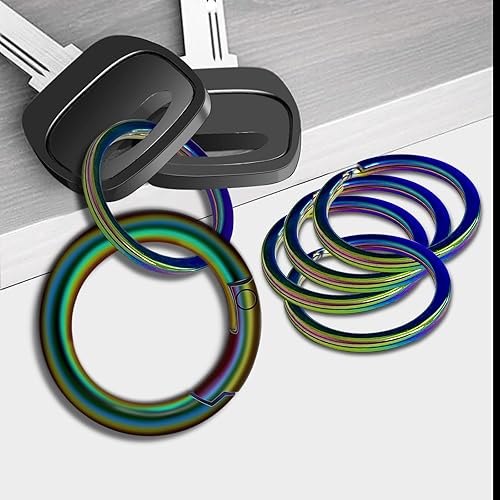 Miniatura 4 de Idakekiy Llaveros planos divididos a granel de 1.18 pulgadas1.181 in, resistente y fuerte con clip de anillo circular de 2.362 in (colorido)