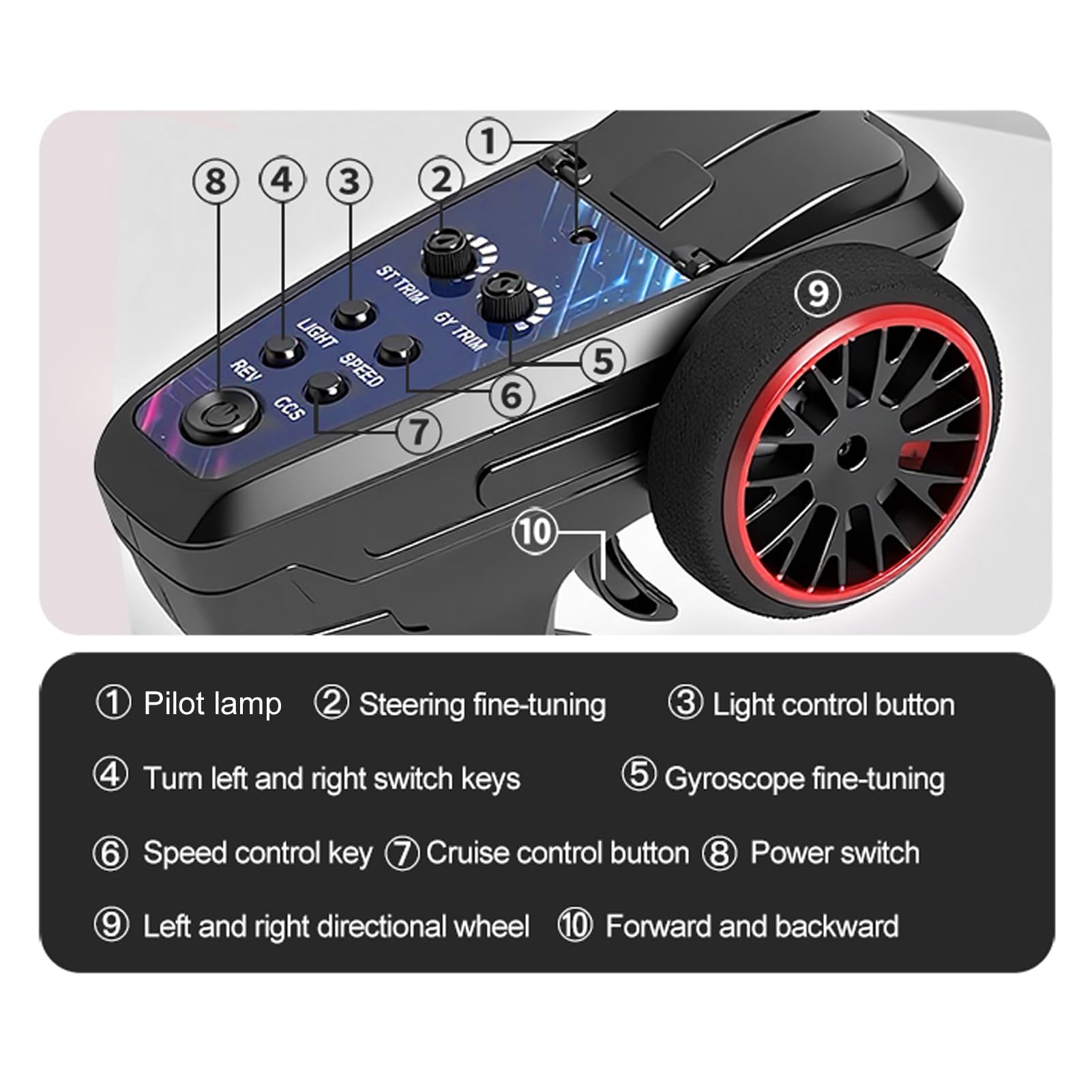 Dilwe Coche RC con Cámara 2,4G, Vehículo Todoterreno con Control Remoto con Cámara HD, Luces LED Giroscópicas Controladas por Aplicación para Conducción Inmersiva (Blue) — view 8