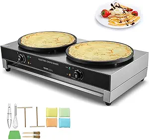 VEVOR Electric Crepe Maker, 16-Inch Double Head Commercial Crepe Machine