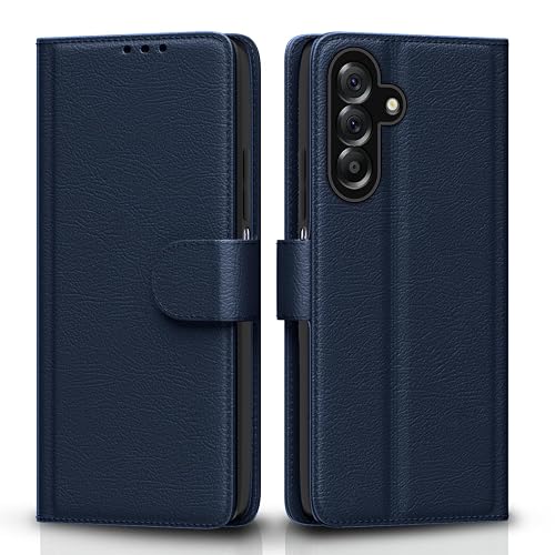 Pikkme Flip Cover for Samsung Galaxy M17 5G / A17 5G / F17 5G Leather Finish | Inside TPU with Card Pockets | Wallet Stand and Shock Proof | Complete Protection Flip Case(Blue)