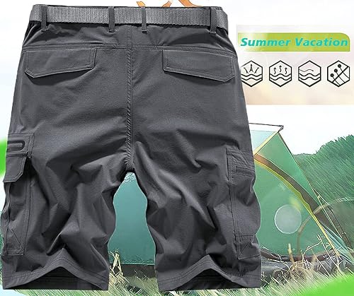Miniatura 2 de Pantalones cortos de senderismo para hombre, de secado rápido, estilo cargo, casual, para exteriores, elásticos en 4 direcciones, ligeros, de verano