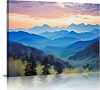 FUXIDURA Scenic Blue Ridge Parkway Appalachians Smoky Mountains Spring Poster Decorative Painting Modern Picture Canvas Wall Art Bedroom Office Living Room Decoration 20x16in