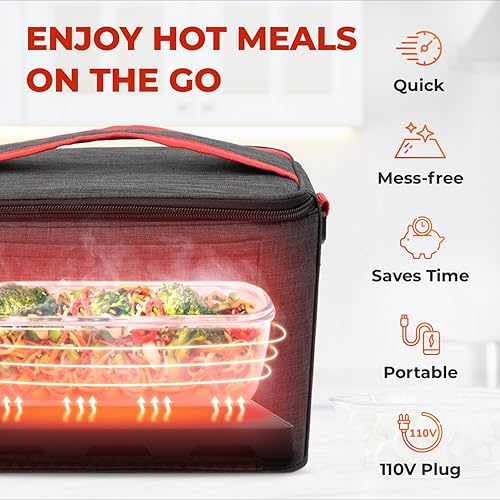 Miniatura 2 de INHEAT Horno portátil calentador de alimentos  110 V aislado de calentamiento rápido mini lonchera calentada para camping, trabajo oficina