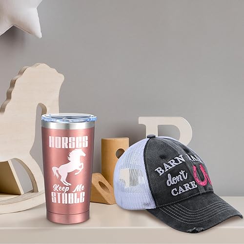 Miniatura 3 de Jiuguva Regalos para amantes de los caballos, gorra de béisbol con tapa con aislamiento de acero inoxidable, diseño de pelo de granero, gorro de