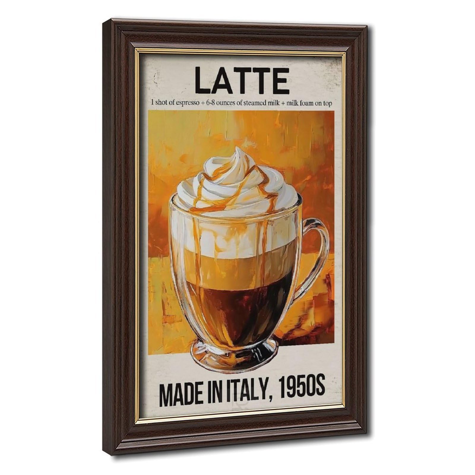 Bareronor Mokume Gane Frame-Style Vintage Latte Coffee Canvas Poster For Dorm Room Decor Gift