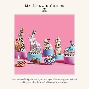 MACKENZIE-CHILDS Teacup Bunny, Cute Bunny Cup Figurine, Decorative Easter Rabbit Figurine