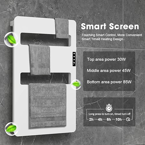 Miniatura 2 de Calentadores de toallas para baño, calentador de toallas con temporizador, toallero térmico montado en la pared, calentador de toallas eléctrico
