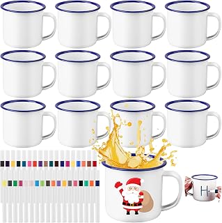 52 Pcs Make Your Own Mug Painted Enamel Mugs to Paint Kit 4 oz Painted Mug Color Your Own Cups Vintage Water Milk Tea Mugs DIY Coffee Cup for Birthday Mothers Fathers Day Graduation Easter Christmas