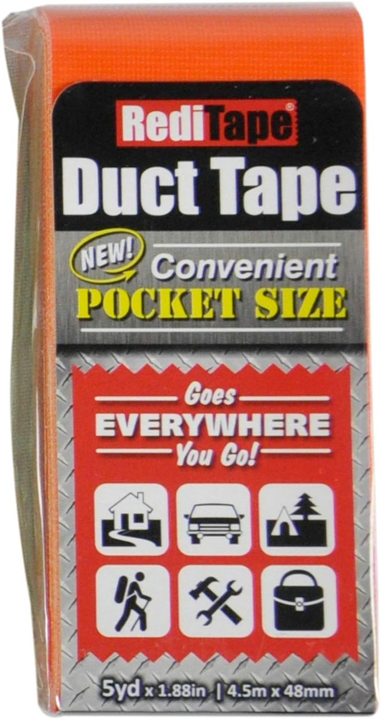 Exclusive Discount 90% Price RediTape 10932 Colored Compact Flat Fold Duct Tape | for Travel, Camping, Photography and Emergencies | Pocket Size, 3-Pack, Black, Orange, Silver