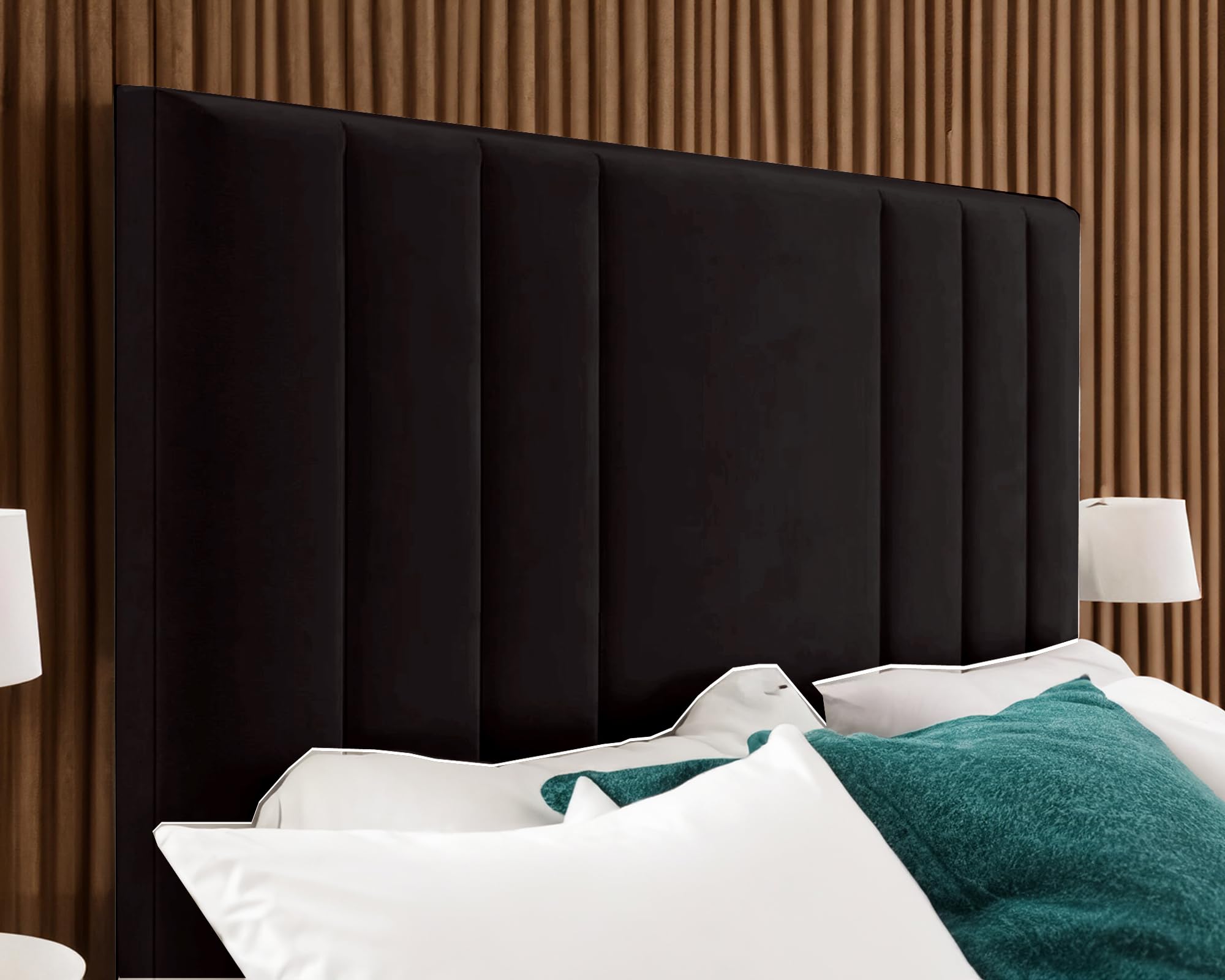 QUALITY RIO CHENILLE HEADBOARD - 2FT6, 3FT, 4FT, 4FT6, 5FT, 6FT SIZE HEADBOARD WITH 30" HEIGHT - BEAUTIFUL DESIGN DIVAN BED HEADBOARD (BLACK, 6FT SUPER KING SIZE)