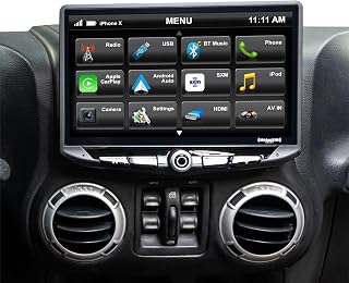 STINGER HEIGH10 Wrangler JK Stereo Replacement 10" HD Touchscreen Radio with Android Auto, Apple CarPlay, Handsfree Bluetooth, Dual USB Includes All-in-one Dash Kit & Interface, 2007-2018 (STH10JK)