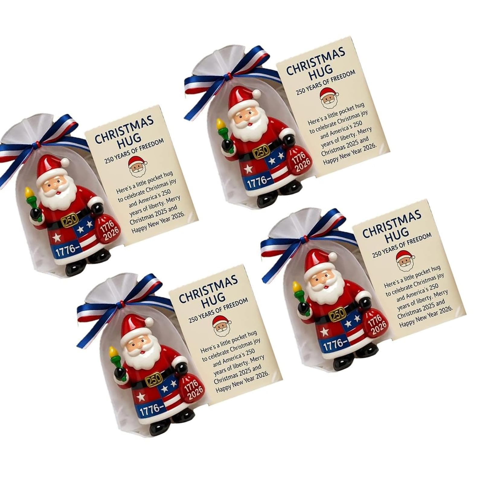 Shatterproof Santa Hug Ornament Acrylic Christmas Tree Decoration for 250th Year Celebration Acrylic Hugging Santa Historical Party Accessory