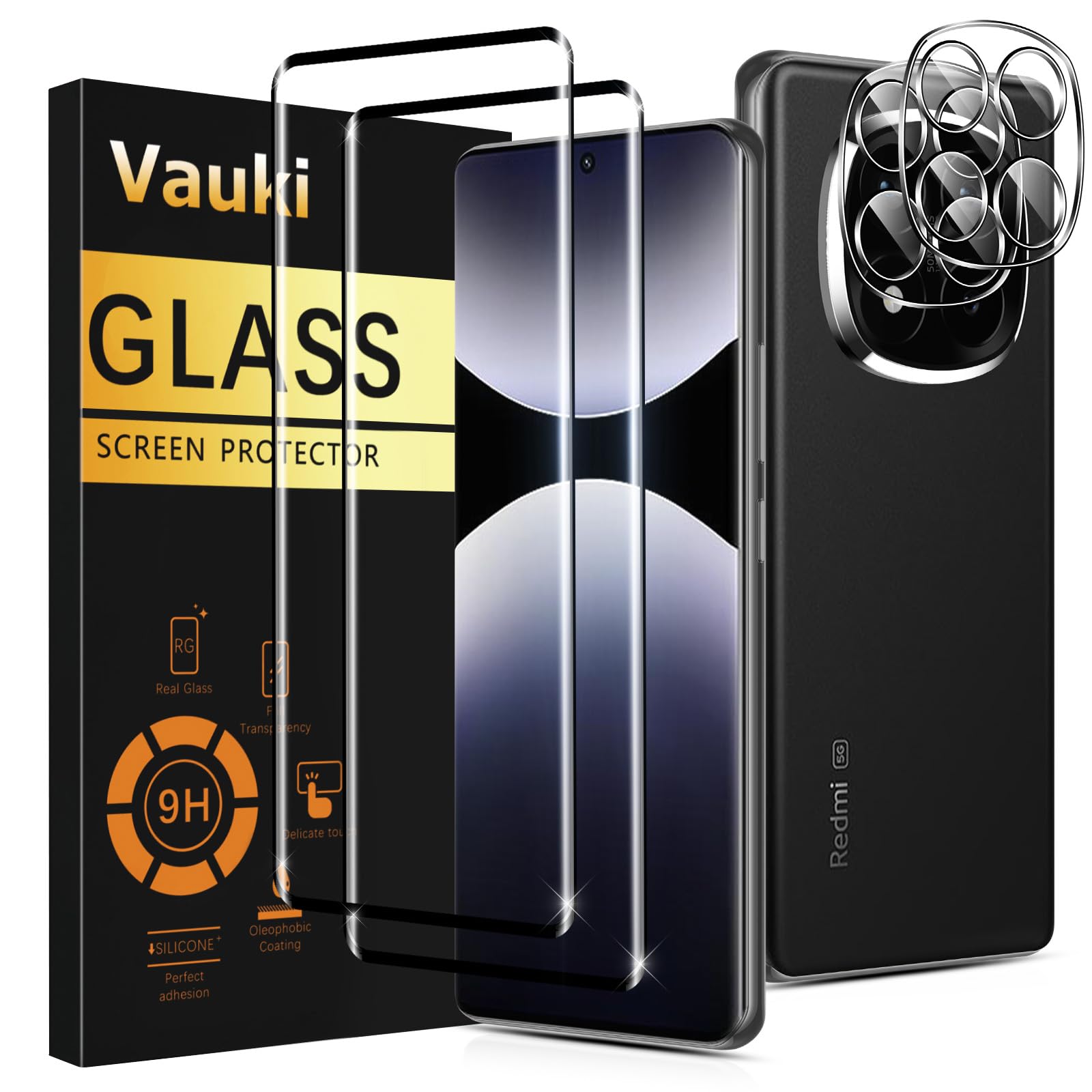 Verre Trempé Vauki pour Xiaomi Redmi Note 14 Pro 5G/Poco X7 5G Protection Écran 9H Anti-Rayures HD Transparent