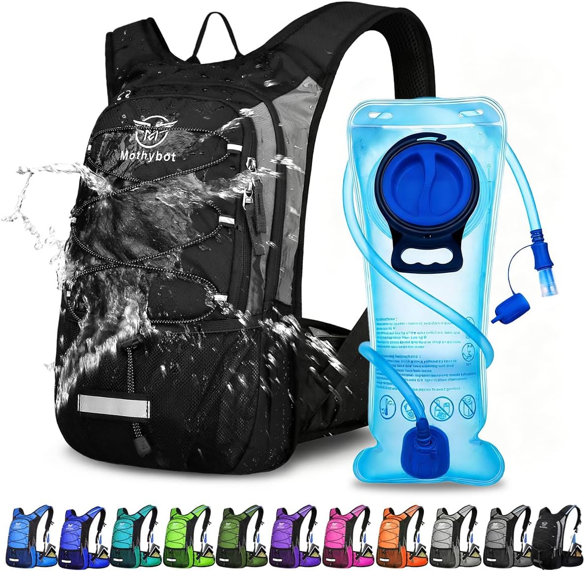 Hydration Pack, Insulated Hydration Backpack with 2L BPA Free Water Bladder and Storage, Hiking Backpack for Men, Women, Kids for Running, Cycling, Camping - Keep Liquid Cool up to 5 Hours