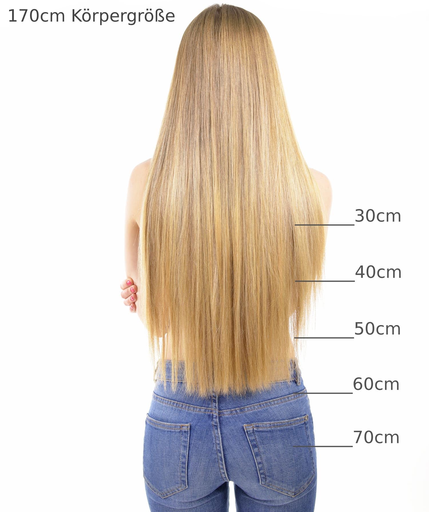 hair2heart Echthaar Tressen zum Einnähen Extensions Gewellt - 70cm 100g 9/0 lichtblond