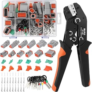 236PCS 12 Kits DT Deustch Connector Kit with Wire Crimper,2 3 4 6 8 12 Pin Waterproof Automotive Electrical Connectors Plug with Removal Tool and Size 16 Stamped Formed Contacts(14-20AWG)