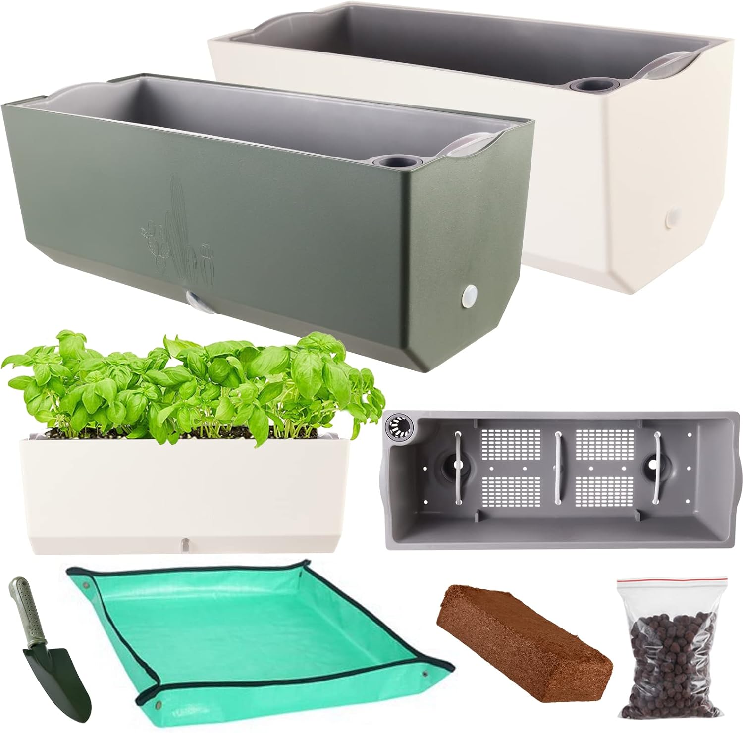 2 Pack15x5.8x5.5 Rectangular Self Watering Planters