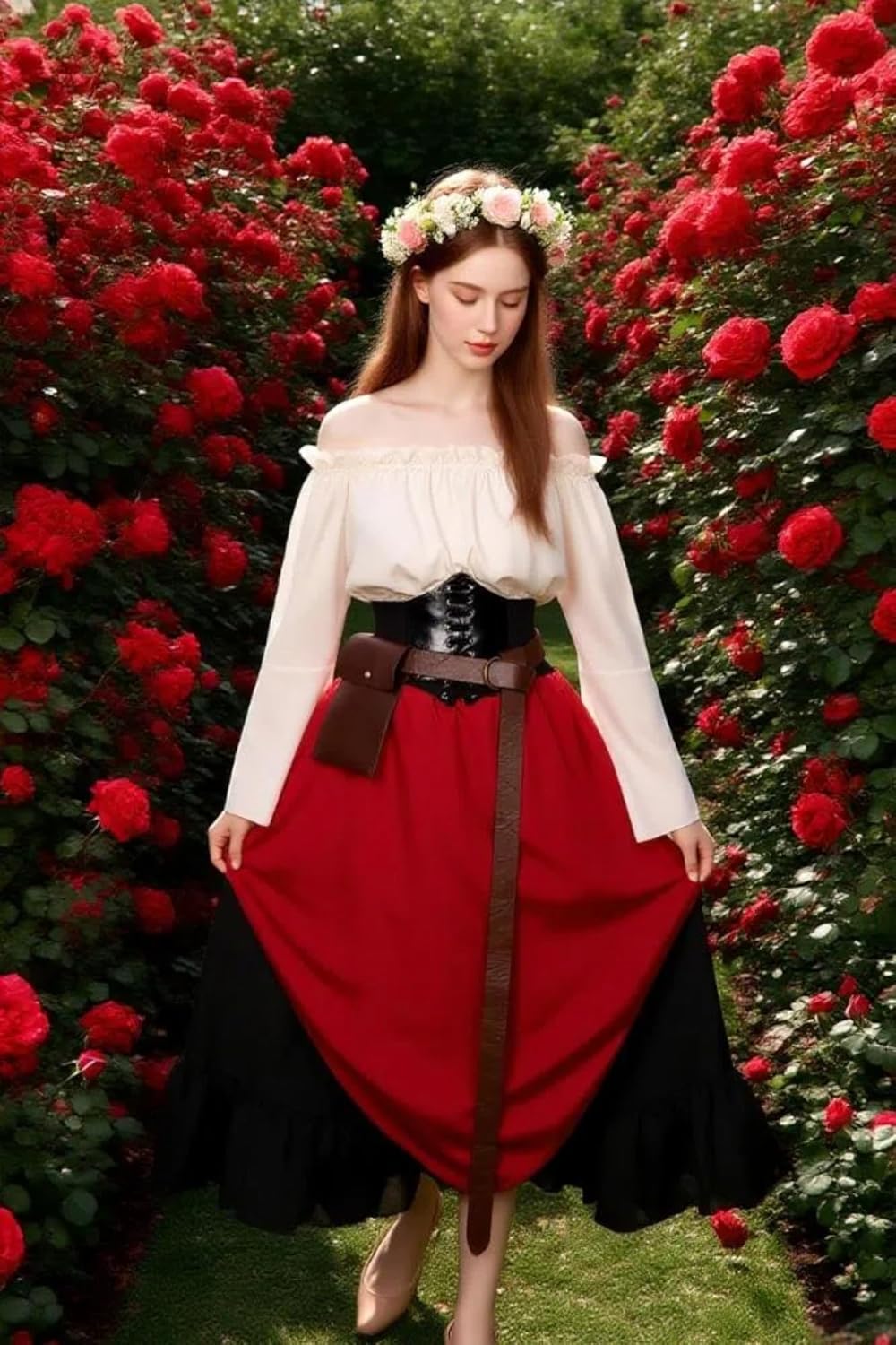Renaissance Costume Women Medieval Victorian Fancy Dresses Halloween Pirate Cosplay - Image 7