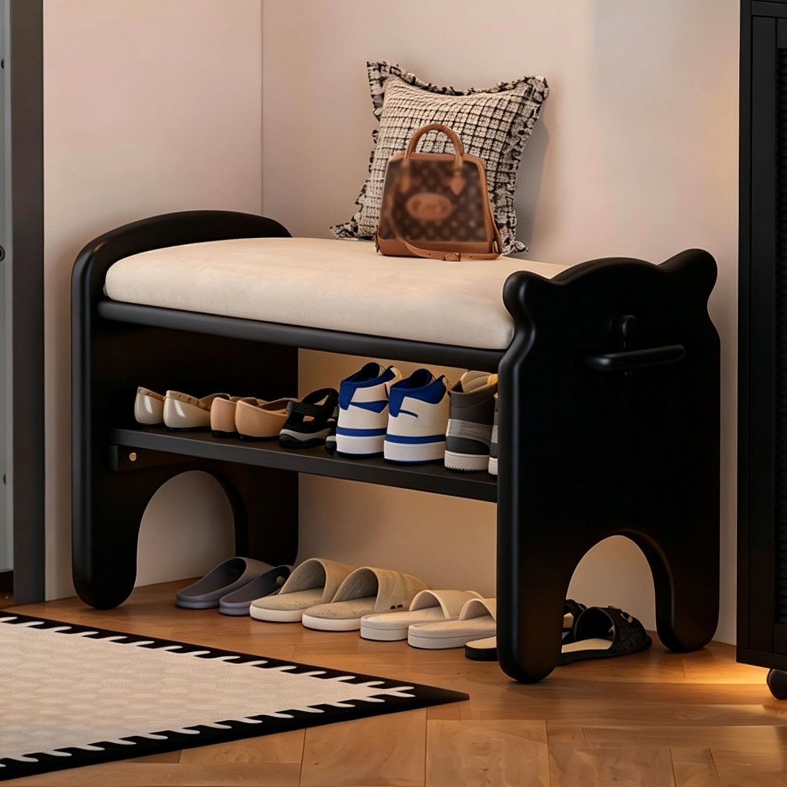 Banc à chaussures en bois pour une entrée accueillante et dressing rangé