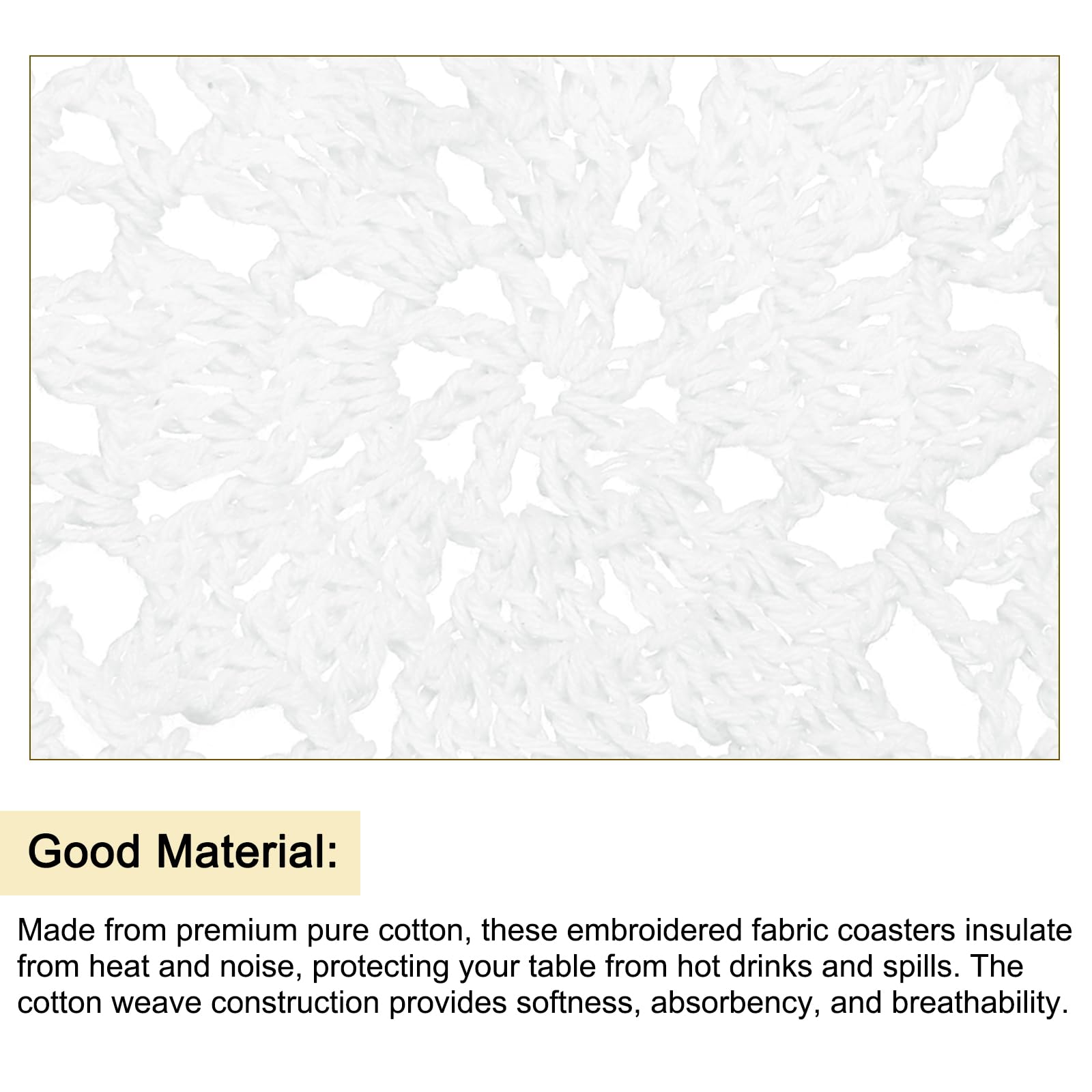 uxcell Fabric Coasters, 4pcs 4", Cotton Woven Crochet Doilies - Image 4