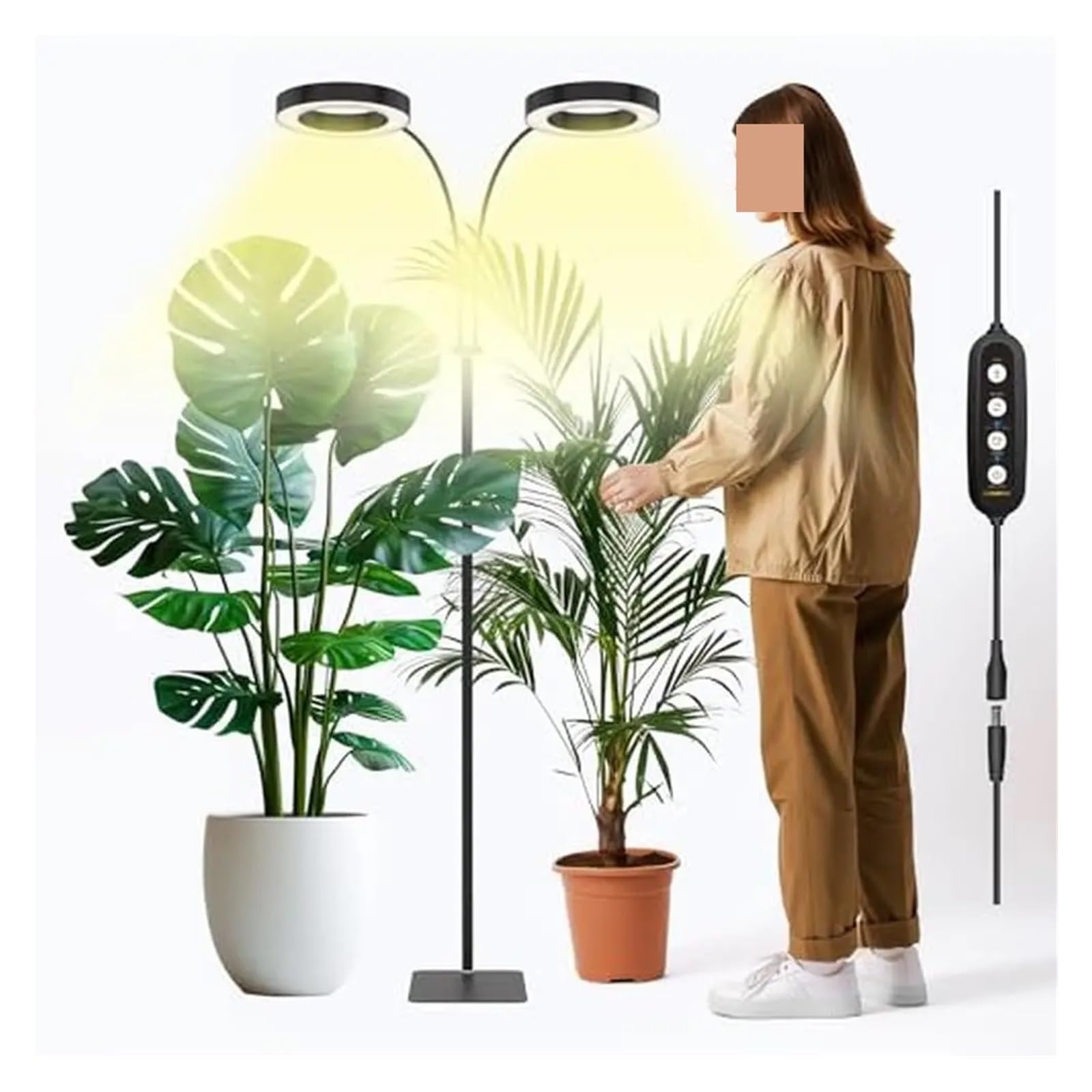 Soporte de luz LED for cultivo de plantas de espectro completo de 40W, temporizador de altura ajustable, 3/9/12 horas, luz for plantas BlackADC for interiores, giratorio de 360°