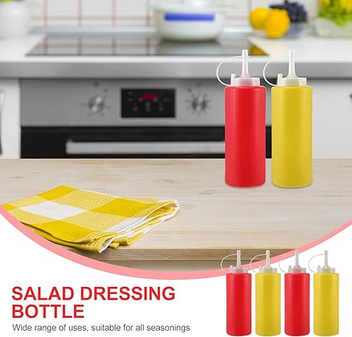 Miniatura 4 de 4 botellas de condimento de plástico Squeeze Squirt con tapas de tapa, dispensadores superiores para salsa de tomate, mostaza, mayo, salsas