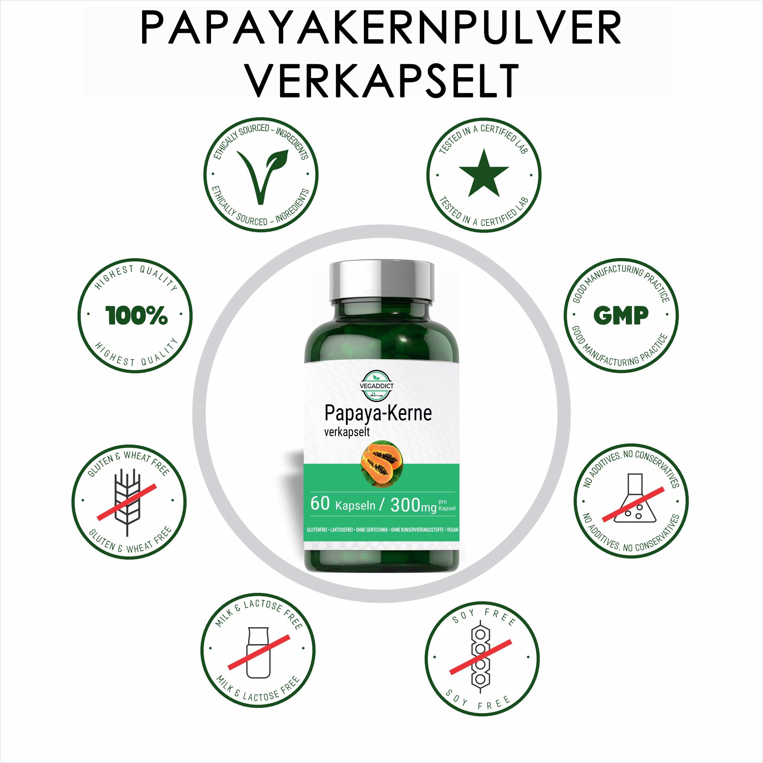 Papaya Kerne 50 g | Papayasamen | sonnengetrocknet | Rohkost | Ohne Zusatzstoffe | Hoher Papaya Enzym (Papain) Gehalt |Tolles Gewürz | Laborgeprüft | Vegan | Glutenfrei | Laktosefrei
