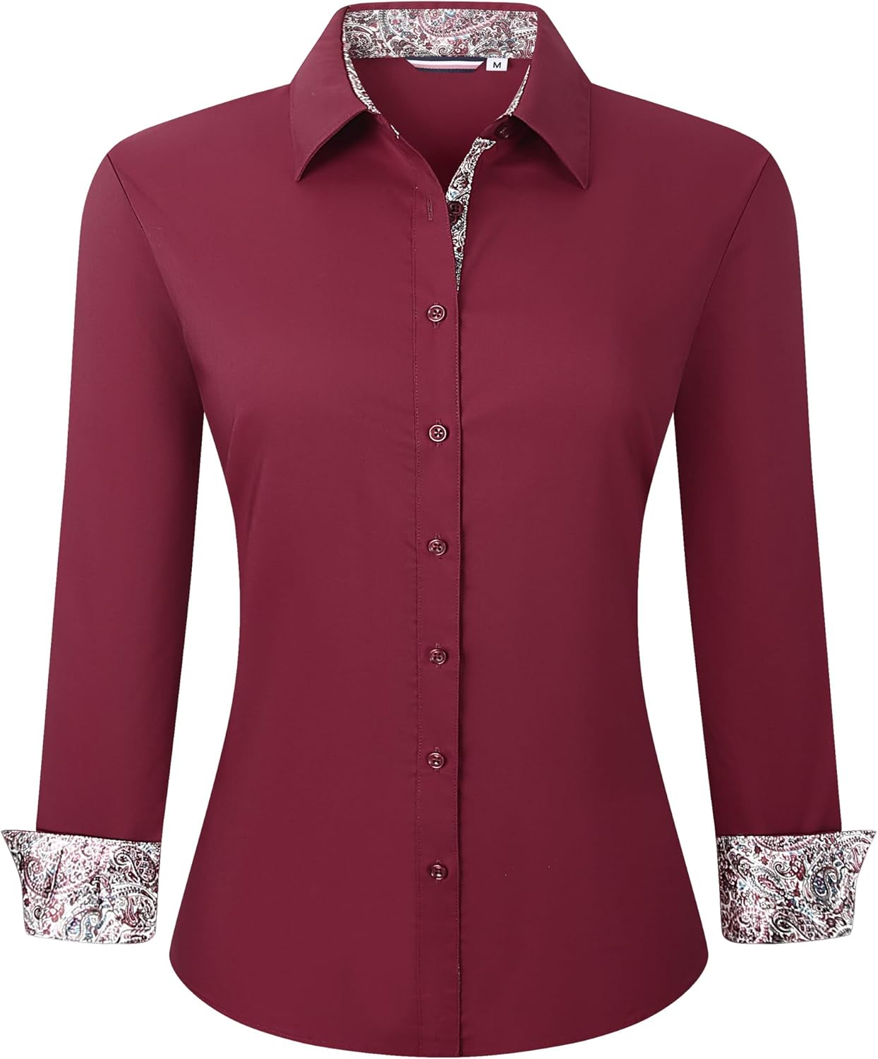 Esabel.C Womens Dress Shirts Cotton Long Sleeve Regular Fit Stretch Button Down Blouse