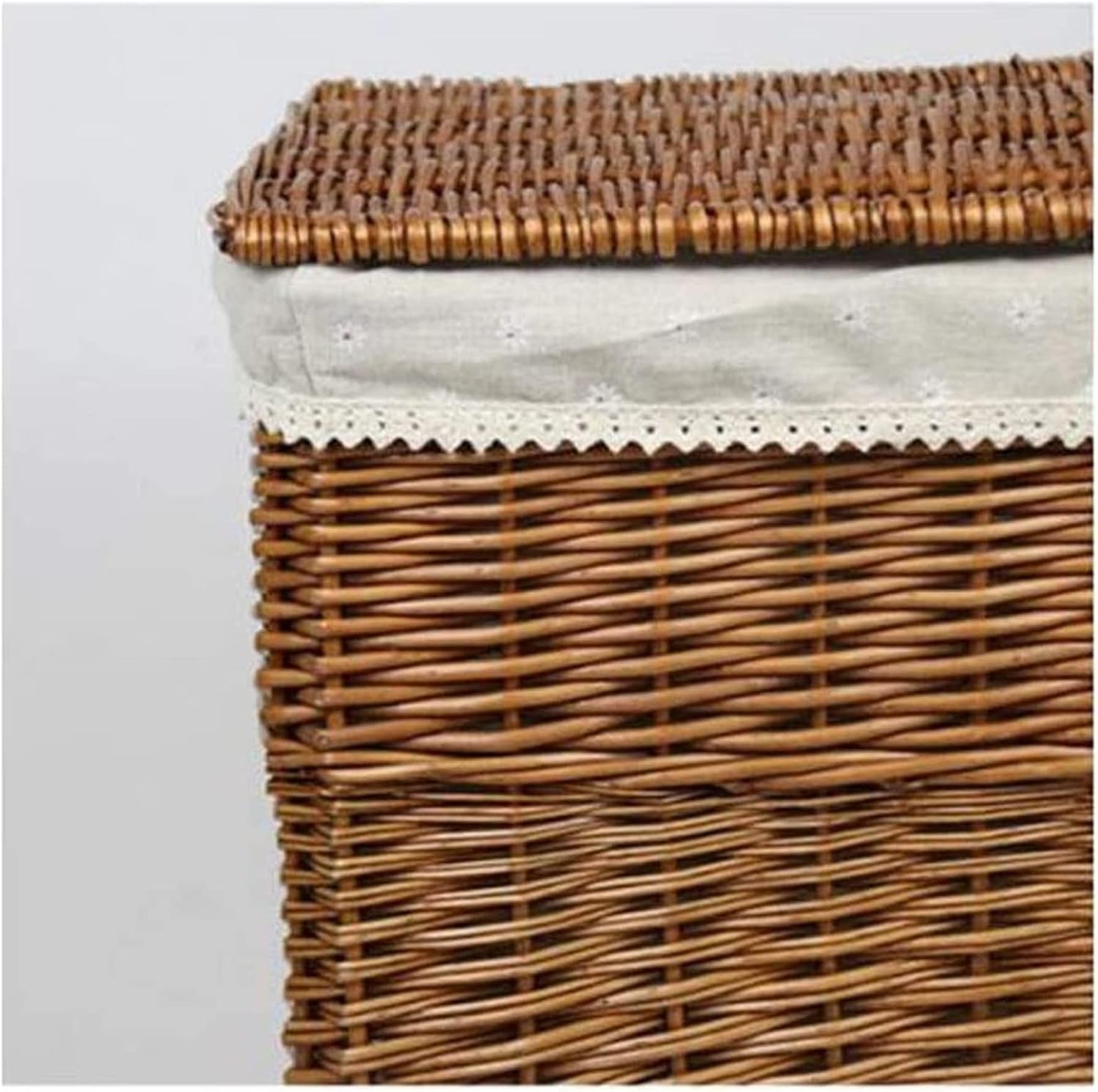 Laundry Baskets, Storage Basket Rattan Woven Laundry Basket Square Storage Box Household Dirty Clothes Toy Storage Storage Box with Lid Woven Laundry Basket