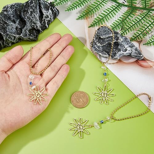 Miniatura 3 de SUPERFINDINGS 3 piezas de adorno colgante de ojo malvado para automóvil, dije de buena suerte, decoración dorada de aleación con dije de sol