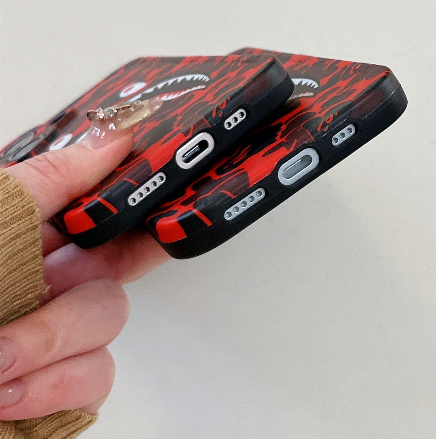 Hoolcase for iPhone 14 Soft Case for Red Shark Face/Shark Teeth Fans Kids Boys, Cartoon Cute Fun Shockproof TPU Protective 6.1 Inch Case for iPhone 14 (H-YU)